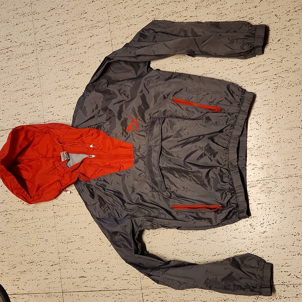 Puma Half Zip Pullover Windbreaker Jacket With Kangaroo Pouch Vintage 90s